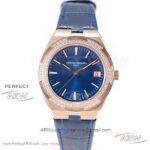 Perfect Replica Swiss Grade Vacheron Constantin Overseas Rose Gold Diamond Bezel Blue Dial 36mm Women's Watch